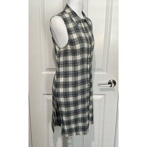 Susina Plaid Tunic Sleeveless Button Up Top Organic Cotton Womens Size Small